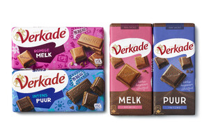 <u><em>Nieuw verpakkingsontwerp</em></u> voor chocolade van Verkade