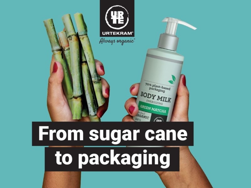 Urtekram stapt over op suikerriet verpakkingen