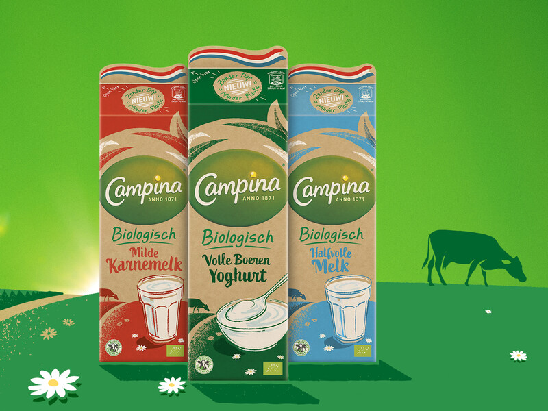 Campina Biologisch verwijdert plastic dop van literverpakkingen