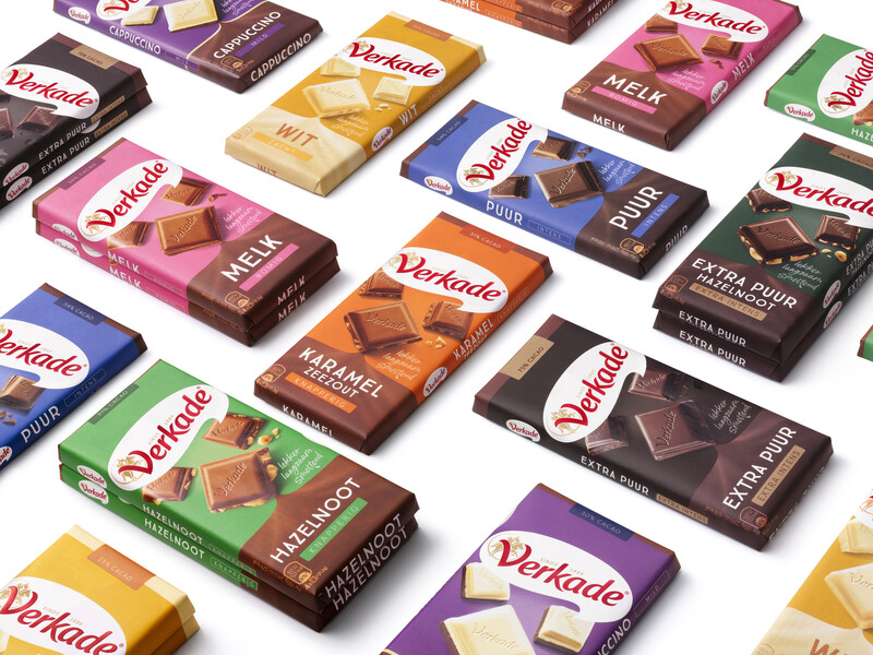 Nieuw verpakkingsontwerp voor chocolade van Verkade
